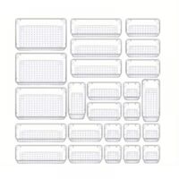 Lot de 25 Organisateurs de Tiroir – 4 Tailles, Rangement Tiroir en Plastique Transparent – Parfait pour Salle de Bain, Coiffeuse, Bureau, Cuisine, Outils et Maquillage
