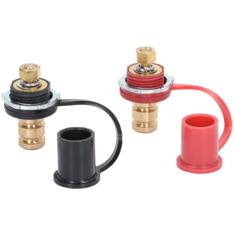 2 Terminali Batteria Remoti Per Carica Batteria | 250A Con Base In Ottone E Cappucci Rosso/Nero - 2