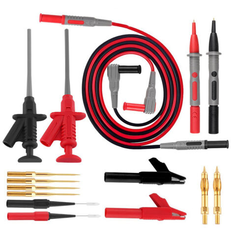 SE TL10 - Set Di 10 Puntali Con Clip A Coccodrillo, 5 Paia Colorate (Nero, Verde, Rosso, Bianco, Giallo) Per Test Elettronici E Automotive