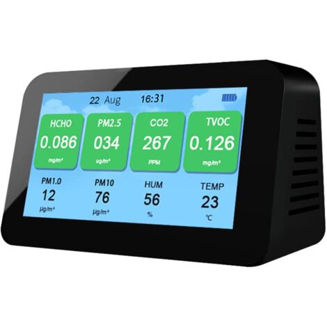 Rivelatore CO2 5 In 1 - Monitor Qualità Aria Interna Per Anidride Carbonica, HCHO, TVOC, Temperatura E Umidità - Foto 7