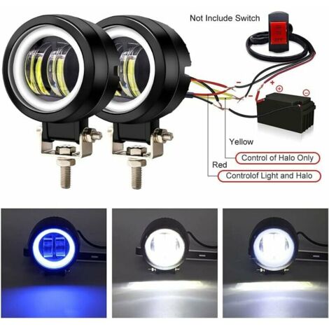 Fari LED Per Moto E Auto | 2 Pezzi, 6500K Bianco | Impermeabili IP65 | Con Interruttore | Per ATV, Barca, Bici - Foto 3