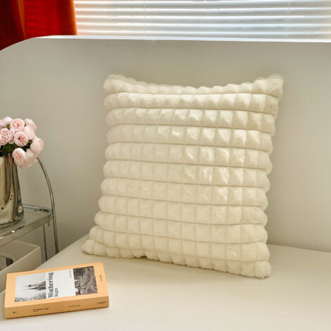 Set 2 Federe In Pelliccia Sintetica - 50x50 Cm, Colore Rosa, Per Divano E Letto