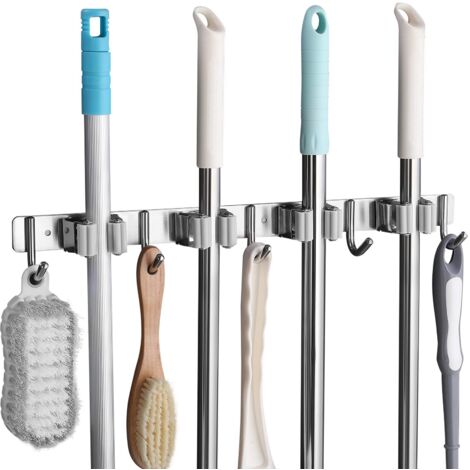 Ganci Per Scopa A Parete - 8 Pezzi Adesivi, Per Cucina, Bagno E Garage, Bianco