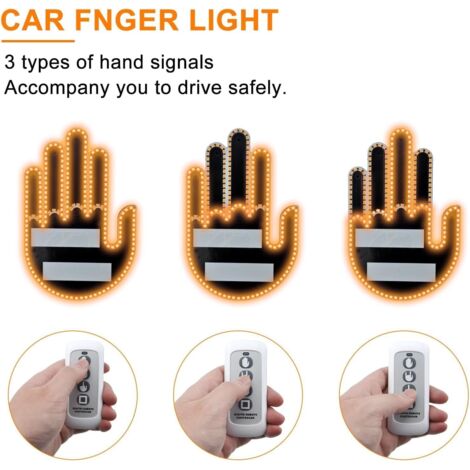 HENGBIRD Luce delle dita auto, LED dito luce mano segno gesto con telecomando, luce divertente per auto, accessori per finestre, gadget divertenti per uomini auto camion conducente