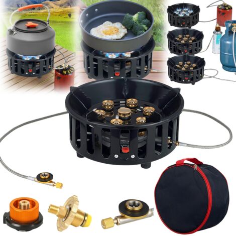 Holwim Fornello a gas da campeggio portatile, 4 gambe, 6 kw, con tubo Holwim Fornello a gas da campeggio portatile, 4 gambe, 6 kw, con tubo