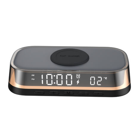 Sveglia ITOMA Con Ricarica Wireless 15W, Bluetooth, Radio FM E Doppia Sveglia – Perfetta Per Il Comodino