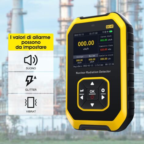 Rilevatore Di Radiazioni Nucleari Portatile Con Display LCD – Multifunzione, Ricaricabile USB-C, 4 Lingue, Per Laboratorio E Uso Domestico