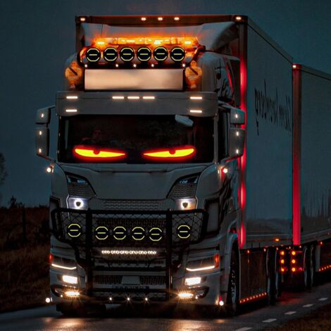 2 Pezzi Occhi LED Luminosi per Parabrezza Camion, Schermo LED Occhio del Diavolo, Pannello LED Luminoso per Auto  34