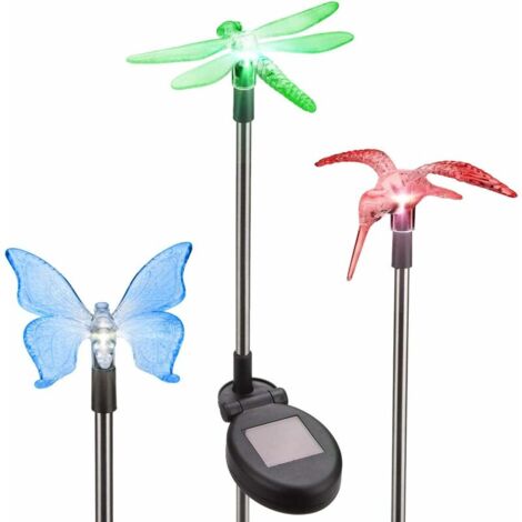 Solar-Gartenstecker-Lichter, 3er-Pack dekorative Vogellichter, Solar-Gartenstecker-Lichter, mehrfarbig wechselnde LED-Solar-Landschafts-Dekorationsleuchten für Terrasse