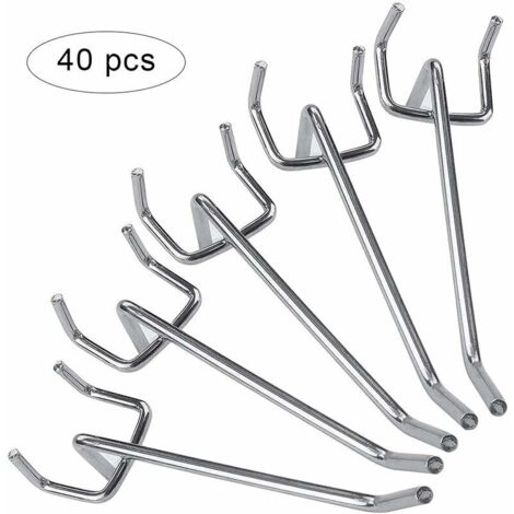 DOITOOL 15 Edelstahl-Pegboard-Haken 3 Sets | U-förmige Wandhaken Für Lochwände | Für Werkzeuge, Kabel & Sportgeräte