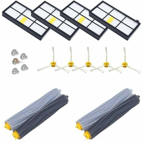 Kit Pièces De Rechange Pour Roomba Série 800 Et 900 | 2 Rouleaux, 4 Filtres, 4 Brosses Latérales | Entretien Aspirateur Robot IRobot