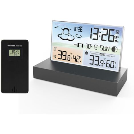 Zeroupshop Wanduhr Mit Thermometer & Hygrometer - Geräuschlos Für Innen & Außen