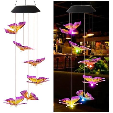 Led Solar Wind Chime Schmetterling Wasserdichte Wind Chime Outdoor Hängen Licht Für Garten Hof Dekoration