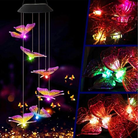 Led Solar Wind Chime Schmetterling Wasserdichte Wind Chime Outdoor Hängen Licht Für Garten Hof Dekoration