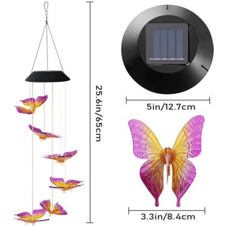 Led Solar Wind Chime Schmetterling Wasserdichte Wind Chime Outdoor Hängen Licht Für Garten Hof Dekoration