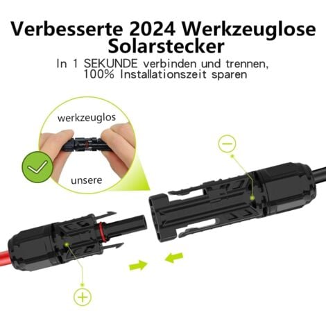 Solarkabel 4mm²/6mm², Solarkabel Verlängerung 1/2/3/5/10M (1M-AWG10/6mm)
