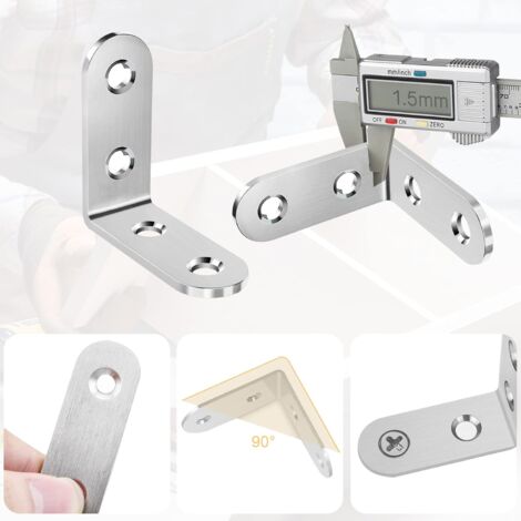 20 Piezas Conectores En Ángulo, Ángulos Metálicos De Acero Inoxidable 90 Grados 40 X 40 Mm Angulos Pequenos Con 80 Tornillos Para Montaje De Soporte En Angulo Muebles Mesa Silla Estanteria Plata 85608482