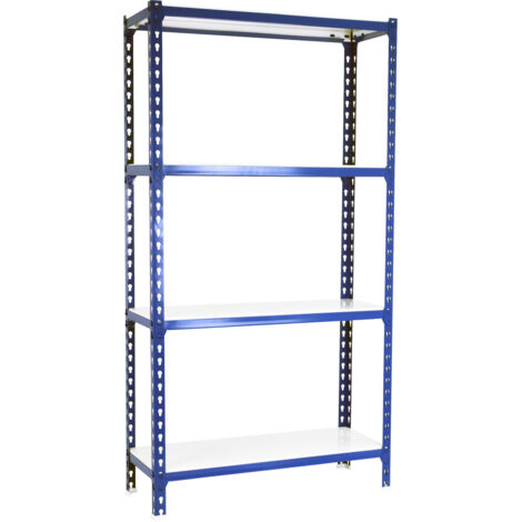 SimonRack Étagère Rangement, 1500x1200x400 mm, 4 Niveaux, 200 kg Capacité de Charge et Point de Flexion, Métal , Étagère Garage, Bleu/Blanc - Simonclick