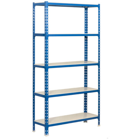 SimonRack Étagère Rangement, 2000x1200x500 mm, 5 Niveaux, 200 kg Capacité de Charge et Point de Flexion, Métal , Étagère Garage, Bleu/Blanc - Simonclick