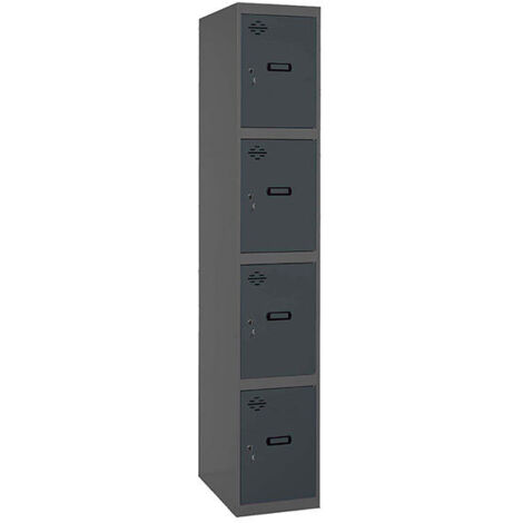 SimonRack Vestiaire Métallique 4 Porte, 1800x400x500 mm, Serrure à Clé et Aérations, Anthracite Simonlocker (1/2)
