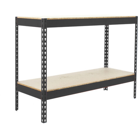 SimonRack Étagère Industrielle, 900x1500x600 mm, 2 Niveaux en bois, 600 kg Capacité de Charge et Point de Flexion, Étagère Charge Lourde, Anthracite/Bois - Simonforte (1/5)