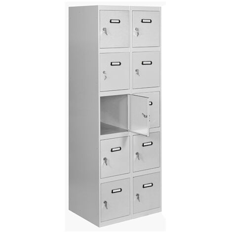 SimonRack Vestiaire Métallique 10 Porte, 2 Modules, 1800x800x500 mm, Serrure à Clé et Aérations, Gris Simonlocker (1/5)