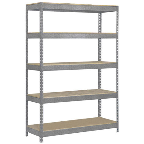 SimonRack Étagère Industrielle, 2000x1000x450 mm, 5 Niveaux en bois, 300 kg Capacité de Charge et Point de Flexion, Étagère Charge Lourde, Galvanisé/Bois - Bricoforte (1/5)