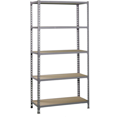 SimonRack Étagère Rangement, 2000x1200x500 mm, 5 Niveaux en Boix, 200 kg Capacité de Charge et Point de Flexion, Étagère Garage, Gris/Bois - Maderclick (1/5)