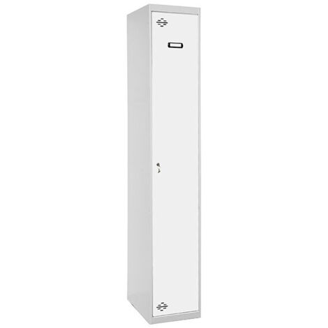 SimonRack Vestiaire Métallique 1 Porte, 1800x300x500 mm, Module additionnel, Serrure à Clé et Aérations, Gris/Blanc Simonlocker