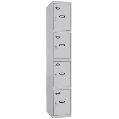 SimonRack Vestiaire Métallique 4 Porte, 1800x400x500 mm, Serrure à Clé et Aérations, Gris Simonlocker (1/5)