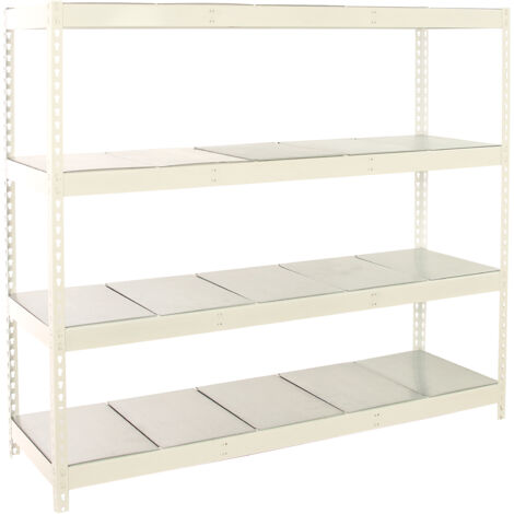 SimonRack Étagère Industrielle, 2000x2400x750 mm, 4 Niveaux, 400 kg Capacité de Charge et Point de Flexion, Métal, Étagère Charge Lourde, Blanc/Galvanisé - Simonforte (1/5)