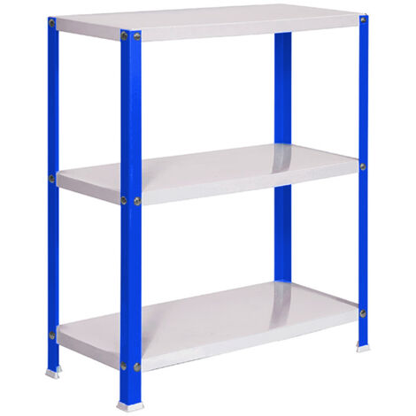 SimonRack Scaffale da Ufficio/Libreria, 900x800x300 mm, 3 Ripiani, 100 kg per Ripiano, Metallo Stile Industriale, Blu/Bianco – Simon Home (1/4)