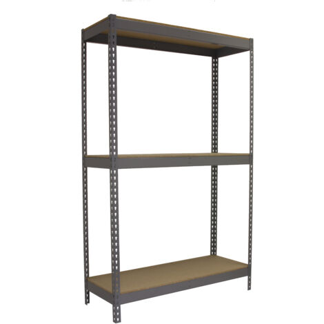 SimonRack Étagère Industrielle, 2000x1800x450 mm, 3 Niveaux en bois, 600 kg Capacité de Charge et Point de Flexion, Étagère Charge Lourde, Gris/Bois - Simonforte (1/5)