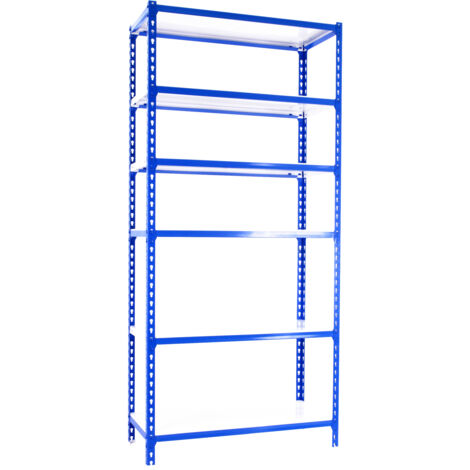 SimonRack Étagère Rangement, 2500x800x400 mm, 6 Niveaux, 180 kg Capacité de Charge et Point de Flexion, Métal , Étagère Garage, Bleu/Blanc - Simonclick