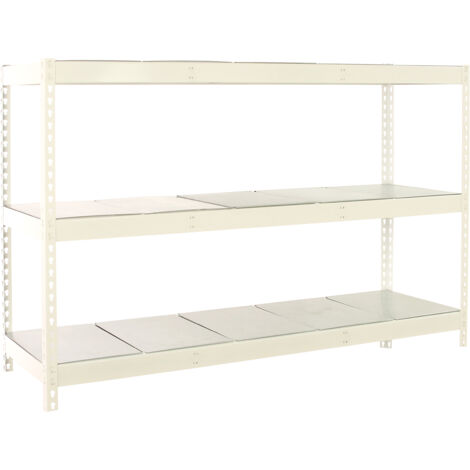 SimonRack Étagère Industrielle, 2000x2400x900 mm, 3 Niveaux, 400 kg Capacité de Charge et Point de Flexion, Métal, Étagère Charge Lourde, Blanc/Galvanisé - Simonforte (1/5)