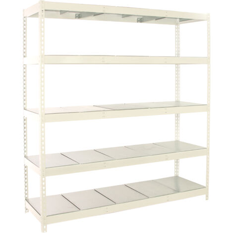 SimonRack Étagère Industrielle, 2000x2400x750 mm, 5 Niveaux, 400 kg Capacité de Charge et Point de Flexion, Métal, Étagère Charge Lourde, Blanc/Galvanisé - Simonforte (1/5)