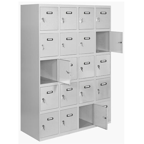 SimonRack Vestiaire Métallique 20 Porte, 4 Modules, 1800x1600x500 mm, Serrure à Clé et Aérations, Gris Simonlocker (1/5)