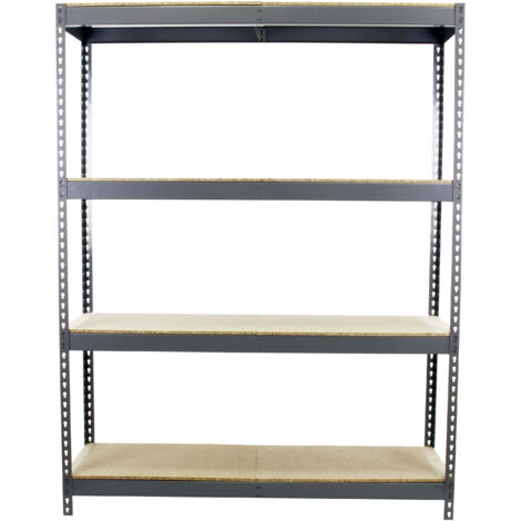SimonRack Étagère Industrielle, 2000x1200x450 mm, 4 Niveaux en bois, 400 kg Capacité de Charge et Point de Flexion, Étagère Charge Lourde, Gris/Bois - Ecoforte (1/5)