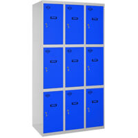 SimonRack Vestiaire Métallique 9 Porte, 3 Modules, 1800x1200x500 mm, Serrure à Clé et Aérations, Gris/Bleu Simonlocker
