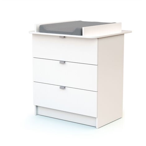 Commode 3 tiroirs avec plan à langer AT4 Webaby Blanc