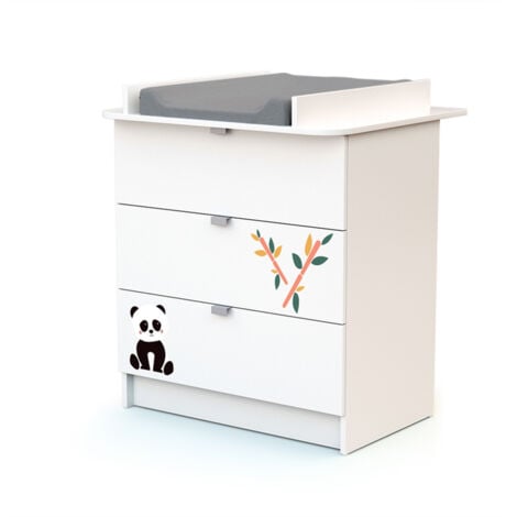 Commode 3 tiroirs avec plan à langer AT4 Webaby Panda