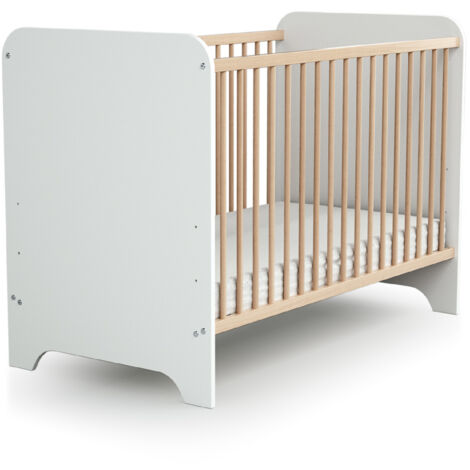 Lit bébé 60x120 AT4 Carrousel Blanc et hêtre (1/5)