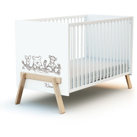 Les Tendances – Lit bébé 60x120 – Panneaux mélaminés et hêtre massif – Sommier réglable 3 hauteurs – Confort et sécurité pour tout-petits