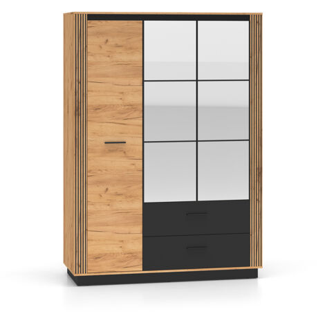 Armoire 3 portes 2 tiroirs Solal Bois et Noir (1/5)