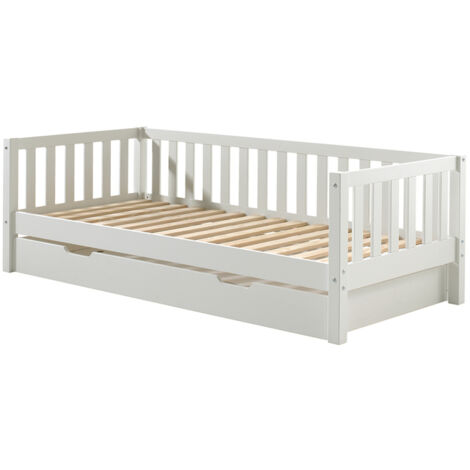 Lit banquette 90x200 sommier et tiroir de lit inclus Vipack Fritz - Blanc (1/5)