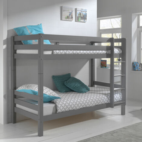 Lit Superposé 90x200 Hauteur 160 cm Sommier Inclus Vipack Pino Gris