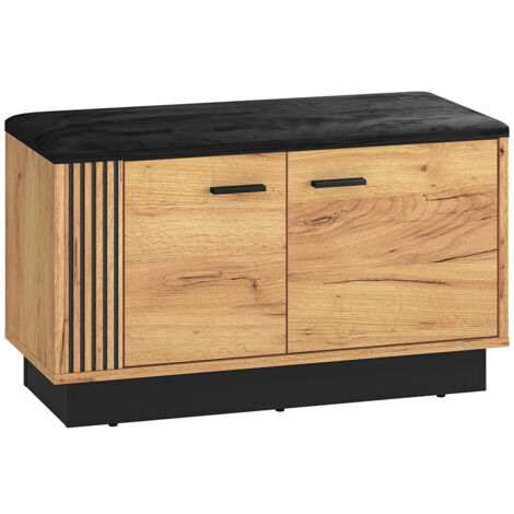 Banc meuble à chaussures 2 portes Nilo Bois (1/5)