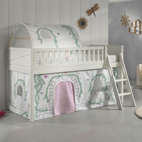Lit mi-hauteur 90x200 sommier inclus et housse Birdy Vipack Scott Blanc (1/5)