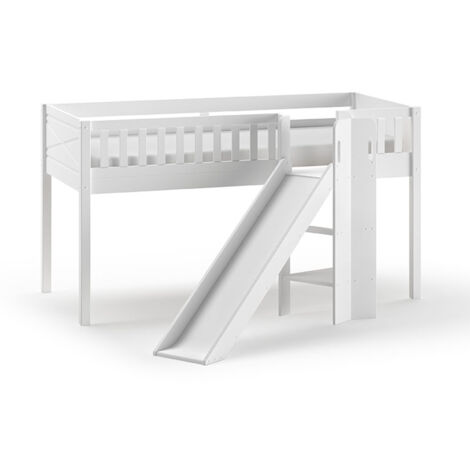 Lit mi-hauteur 90x200 toboggan sommier inclus Vipack Scott Blanc (1/5)