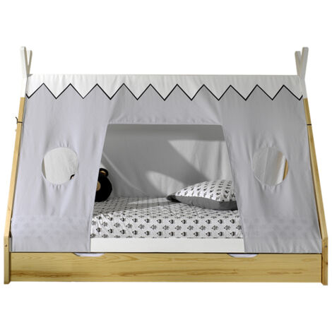 Lit tipi 90x200 sommier housse et tiroir inclus Vipack - Bois (1/5)